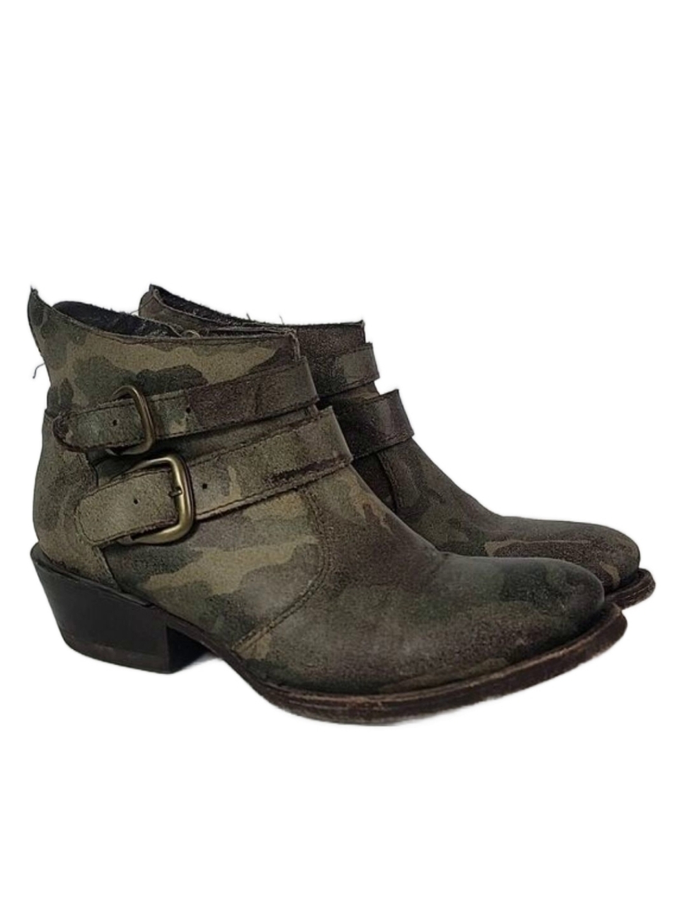 Cofi Camo Military Print Leather Women's Ankle Boots